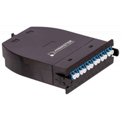 MPO кассета OS2, 12xLC, тип B, низкие потери, черная